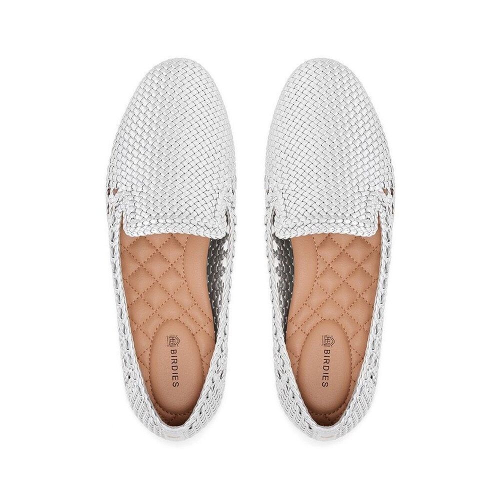 Birdies The Starling Woven Slip Loafers in Silver Size 7
